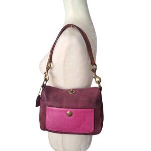 Coach Soho Small Hobo Leather Shoulder Bag Plum Pink Turn Lock Style 9391